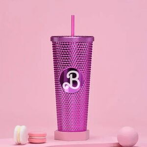 Barbie Pink Studded Pyramid Acrylic Travel Cup Tumbler - Fuchsia